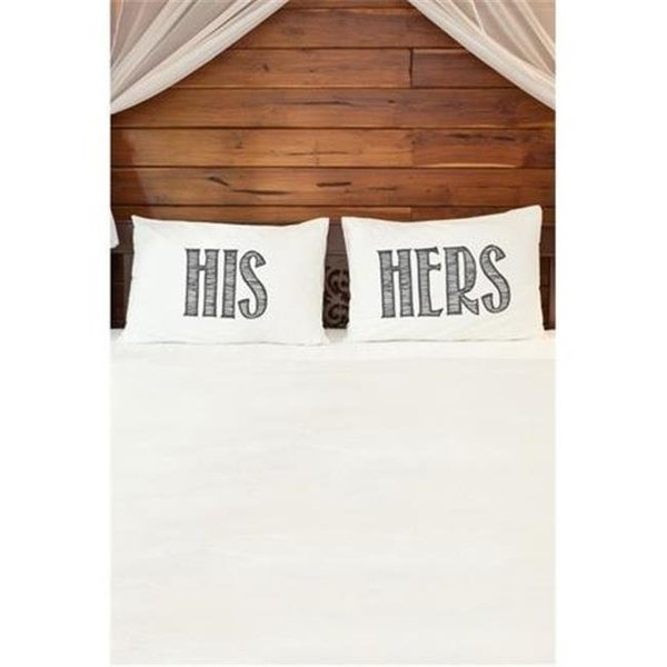 One Bella Casa One Bella Casa 74516PCE59 15 x 19 in. His Hers Gray Pillowcases; Gray - Set of 2 74516PCE59